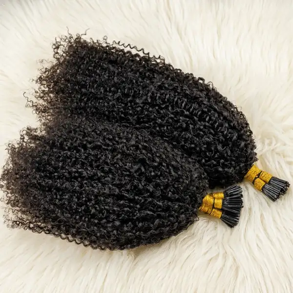 Kinky Curly I Tip Hair Extensions — Afro-Inspired, 100 Strands Pre-Bonded Virgin Hair