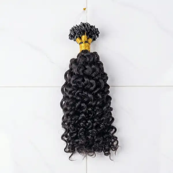 Natural Black Curly Micro Ring Hair Extensions — Gentle Install, Double-Drawn Human Hair