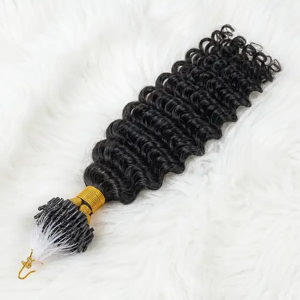 Deep Wave Micro Loop Ring Hair Extensions — Brazilian Remy, Silicone Bead Install