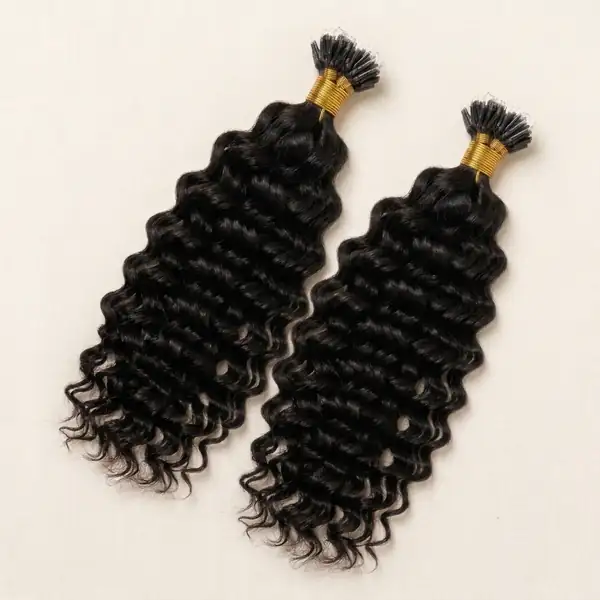 Curly Nano Tip Hair Extensions — Smallest Ring Bond, 100% Virgin Brazilian Remy