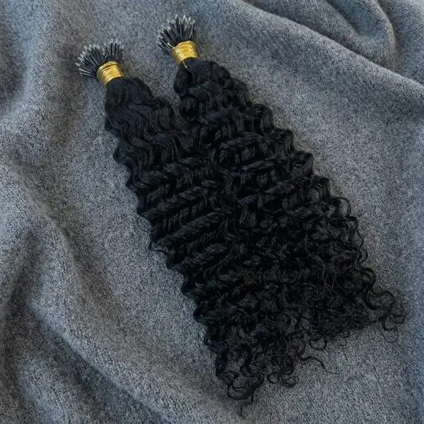 Deep Curly Nano Tip Hair Extensions — 90% Smaller Bond Than Micro Rings, Virgin Hair