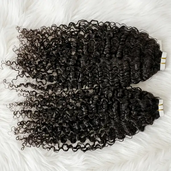 Curly Tape-In Hair Extensions — Sandwich Method Install, 100g Virgin Remy Per Pack