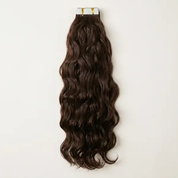 Dark Brown Straight Tape-In Hair Extensions — 40 Pieces Per Pack, Reusable, Medical-Grade Tape