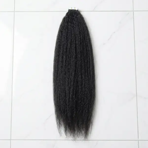 Kinky Straight Tape-In Hair Extensions — Textured Seamless Weft, 100% Human Hair