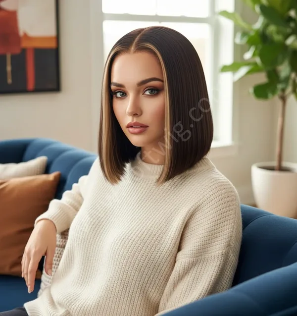 Money Piece Highlights Straight HD Lace Front Wig — Glueless, Bleached Knots, 100% Brazilian Remy