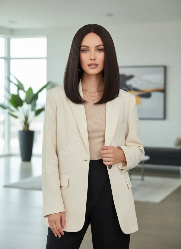 Natural Dark Brown Straight HD Lace Frontal Wig — Glueless, Pre-Plucked Baby Hairs, Hand-Tied Brazilian Human Hair