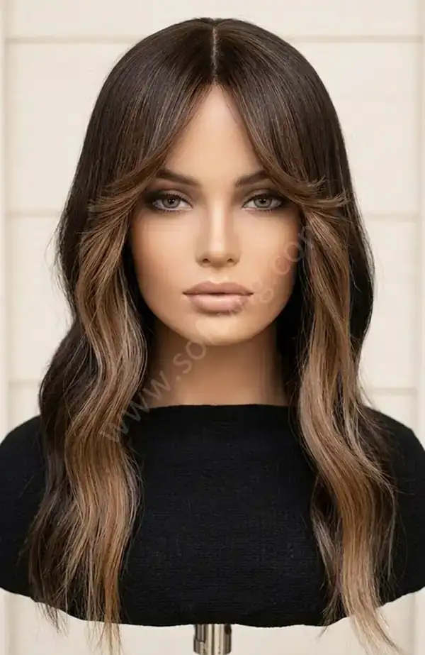 Blonde Brown Highlights Natural Wave HD Lace Front Wig — Pre-Plucked, Glueless, Hand-Tied for Casual Wear