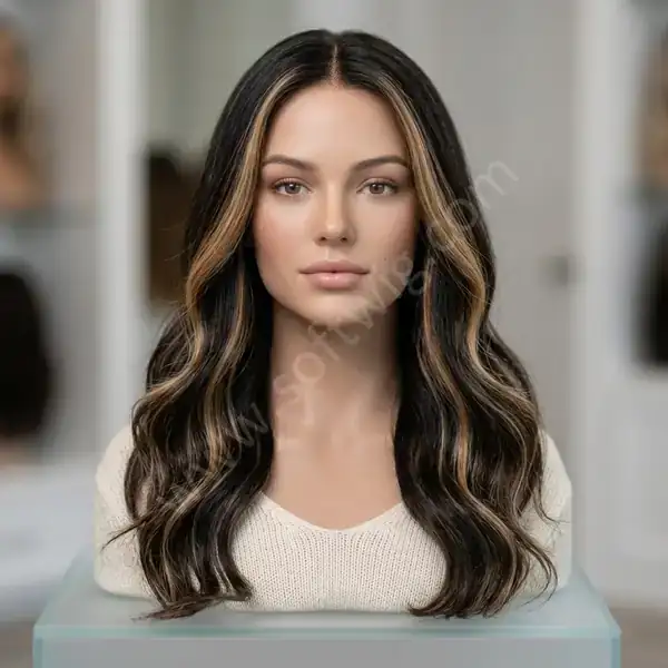Honey Blonde Highlights on Brown Loose Body Wave HD Lace Front Wig — Premium Virgin, Glueless, Pre-Plucked