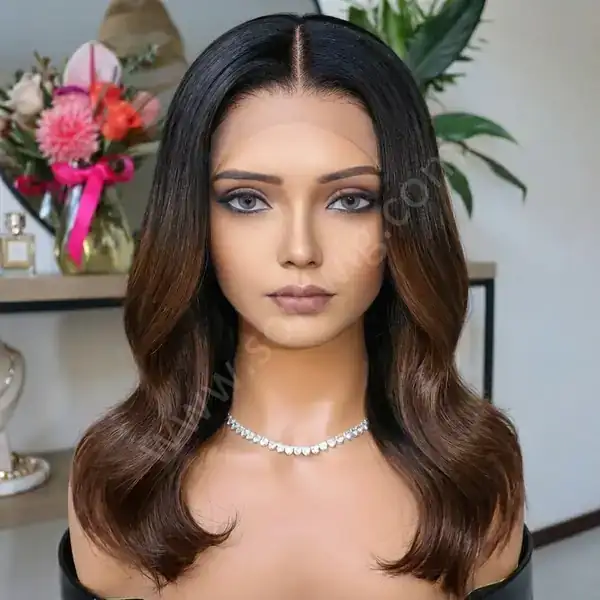 Gradient Ombre Dark Brown Loose Body Wave HD Lace Front Wig — Pre-Plucked, Glueless, Bleached Knots