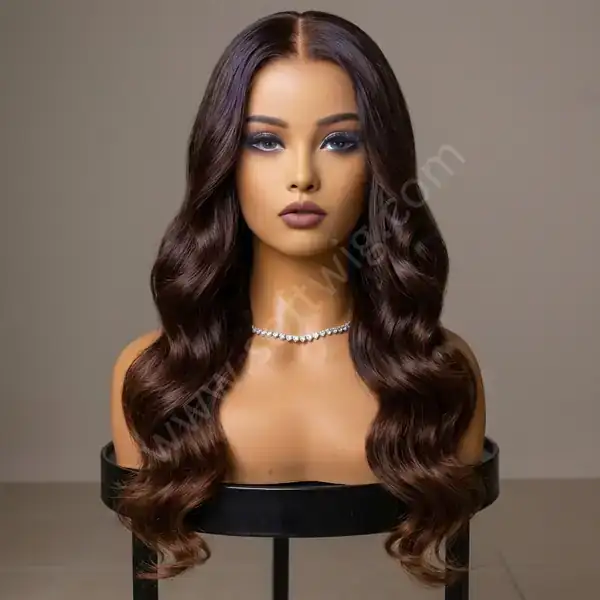 Dark Brown Ombre Fade Relaxed Loose Wave HD Lace Front Wig — Glueless, Bleached Knots, Pre-Plucked