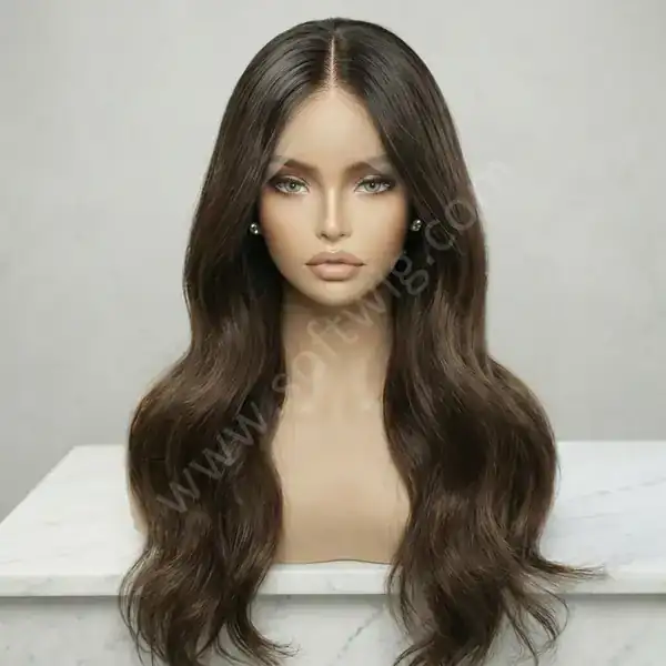 Ombre Brown Flowing Wave HD Lace Front Wig — Glueless, Pre-Plucked, Bleached Knots for Black Women