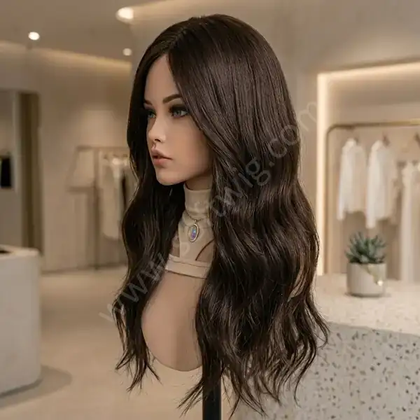 Soft Natural Wave Dark Brown HD Lace Front Wig — Glueless, Pre-Plucked, Bleached Knots