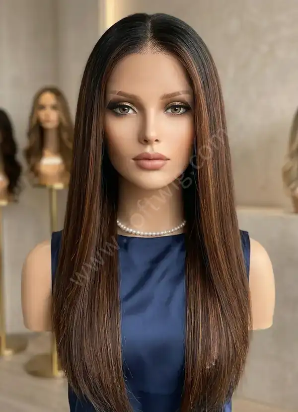 Soft Ombre Brown Sleek Straight HD Lace Front Wig — 13x4 HD Lace, Glueless, Effortless Everyday Style