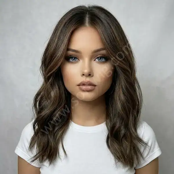 Full Density Natural Wave Brown with Subtle Highlights HD Lace Front Wig — 180% Volume, Glueless, Daily Wear
