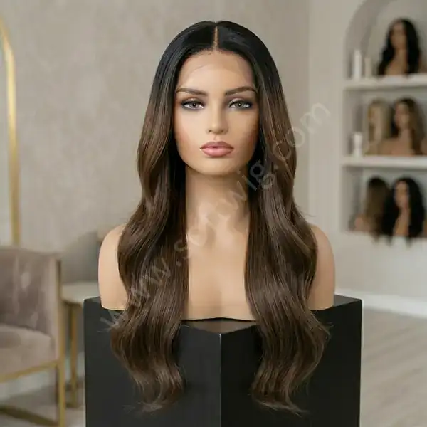 Ombre Dark Brown Effortless Wave HD Lace Front Wig — Heat-Safe, Dyeable, Glueless