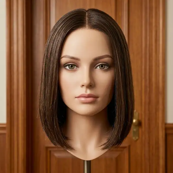 Chocolate Brown Balayage Straight Bob HD Lace Front Wig — Hand-Dyed, Glueless, Bleached Knots