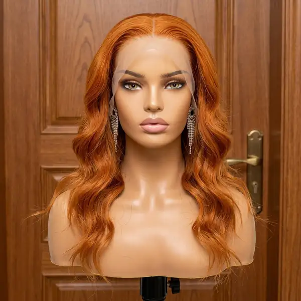 Ginger Orange Body Wave HD Lace Front Wig — Bold Statement Color, Glueless, Bleached Knots