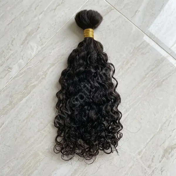 Natural Black Deep Wave Human Hair Bulk for Braiding — 100g Per Bundle, No Weft, Brazilian Remy, Soft Glossy