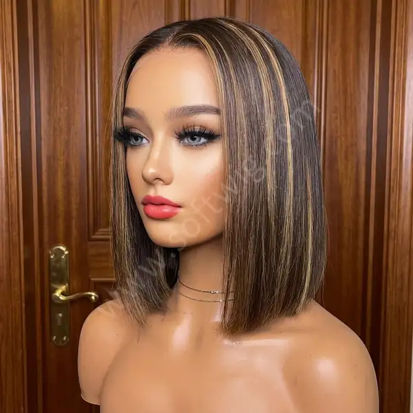 Honey Blonde Straight Bob HD Lace Front Wig — Pre-Plucked Natural Hairline, Glueless, Bleached Knots