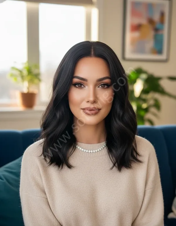 Natural Black Wave HD Lace Front Wig — Glueless, Bleached Knots, Pre-Plucked Brazilian Remy