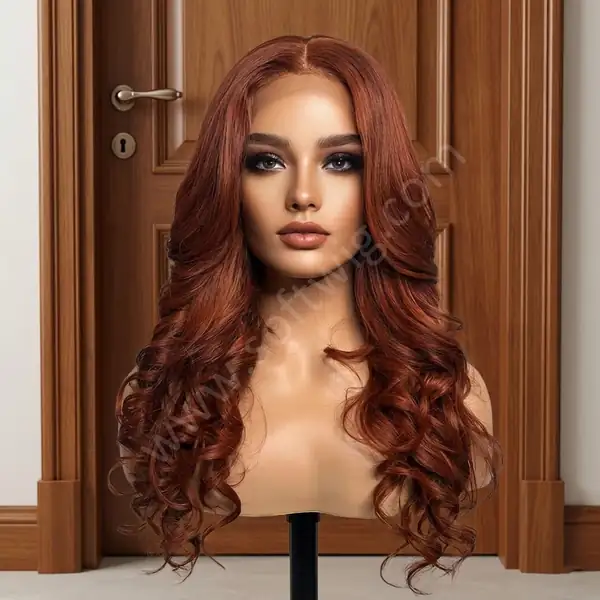Premium Auburn Red Brown Body Wave HD Lace Front Wig — 100% Human Hair, Glueless, Hand-Tied