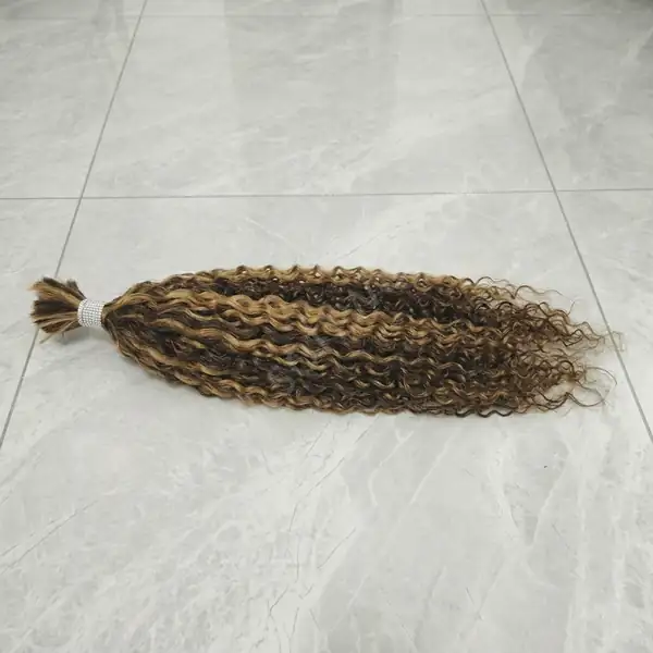 Premium Honey Blonde Deep Wave Hair Bulk — 100g Per Bundle, 100% Brazilian Remy, No Weft, Crochet-Ready