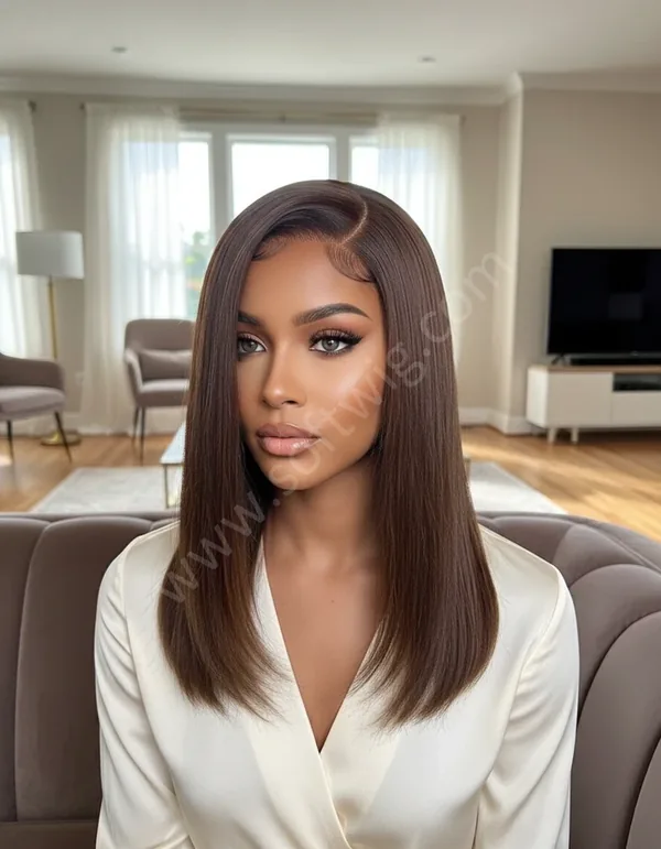 Natural Brown Straight HD Lace Front Wig — Glueless, Pre-Plucked, 100% Brazilian Remy