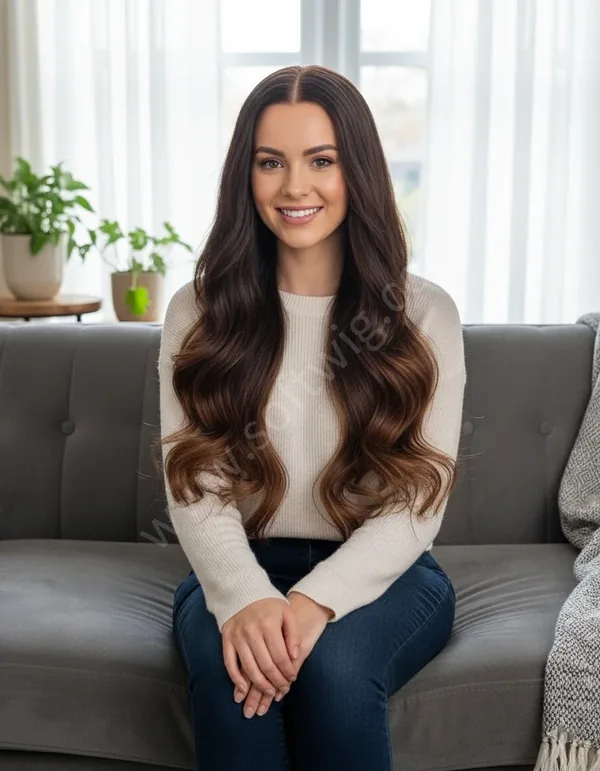 Soft Brown Wave HD Lace Frontal Wig — Middle Part, Glueless, Bleached Knots, Brazilian Human Hair