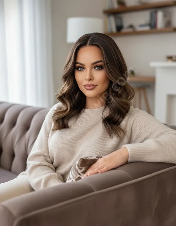 Dark Brown Wave with Highlights HD Lace Frontal Wig — Glueless, Bleached Knots, 100% Brazilian Human Hair