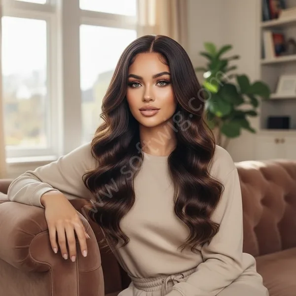 Natural Brown Wave HD Lace Front Wig — Glueless, Pre-Plucked, 100% Brazilian Remy