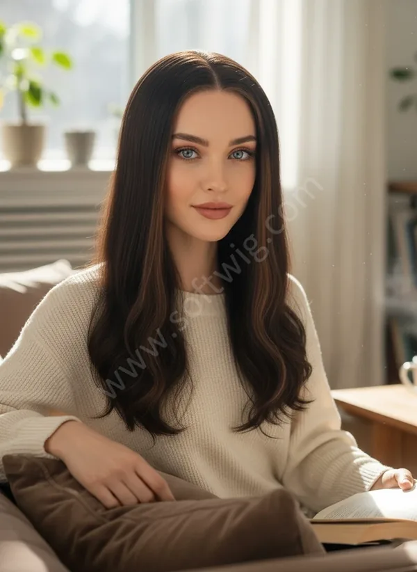 Deep Brunette Wave HD Lace Front Wig — Hand-Tied, Pre-Plucked Hairline, Bleached Knots, Brazilian Remy