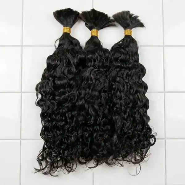 Virgin Curly Human Hair Bulk for Braiding — Natural Black, No Weft, Micro Braids Ready