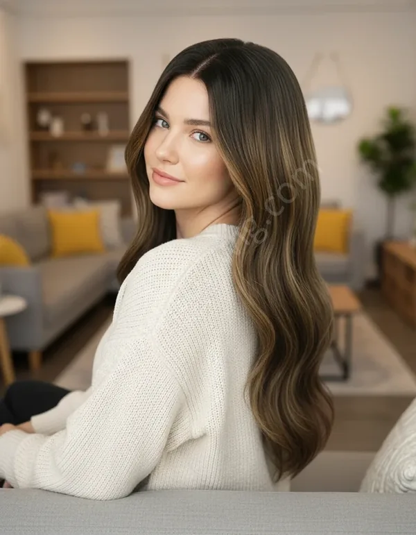 Balayage Brown Wave HD Lace Frontal Wig — Glueless, Bleached Knots, Hand-Tied Brazilian Remy