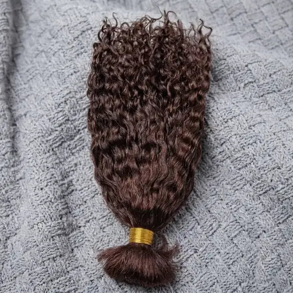 Dark Brown Curly Human Hair Bulk for Braiding — 100% Unprocessed Virgin, Dyeable, No Weft