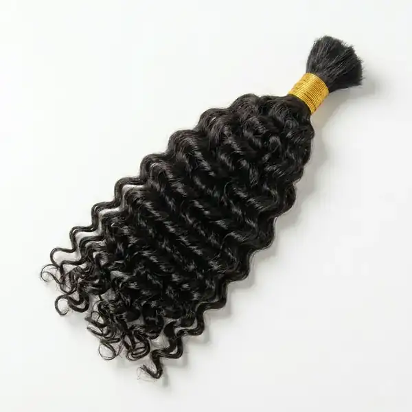 Deep Curly Natural Black Human Hair Bulk for Braiding — Brazilian Remy, Soft Bouncy Bundles, 100g Each