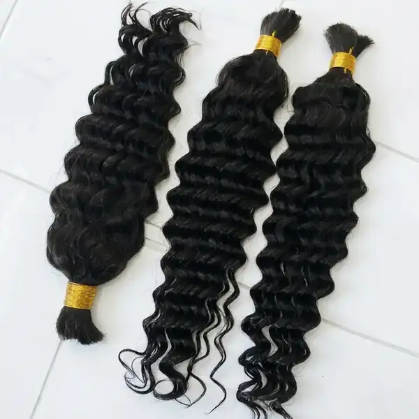 Deep Wave Human Hair Bulk for Braiding — Natural Black Virgin Remy, Dreadlocks & Braids Ready, No Weft