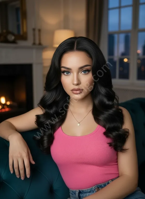 Jet Black Loose Wave HD Lace Front Wig — Glueless, Pre-Plucked Baby Hairs, 100% Brazilian Remy
