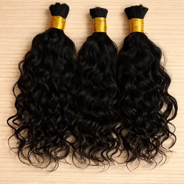 Natural Black Wave Human Hair Bulk for Braiding — 100% Virgin Remy, 100g Per Bundle, No Weft