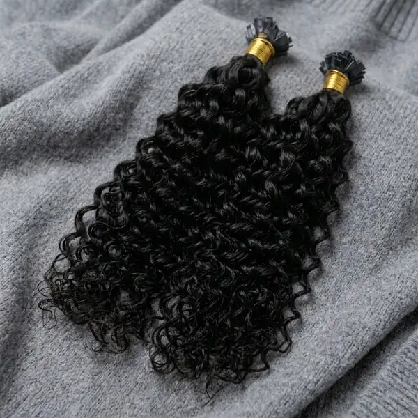 Curly Flat Tip Hair Extensions — Keratin Pre-Bonded Virgin Remy, 100 Strands, Salon-Grade Bond