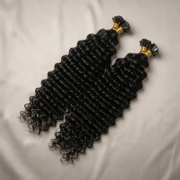 Deep Curly Flat Tip Hair Extensions — Italian Keratin Flat Bond, 100% Human Hair, 100 Strands
