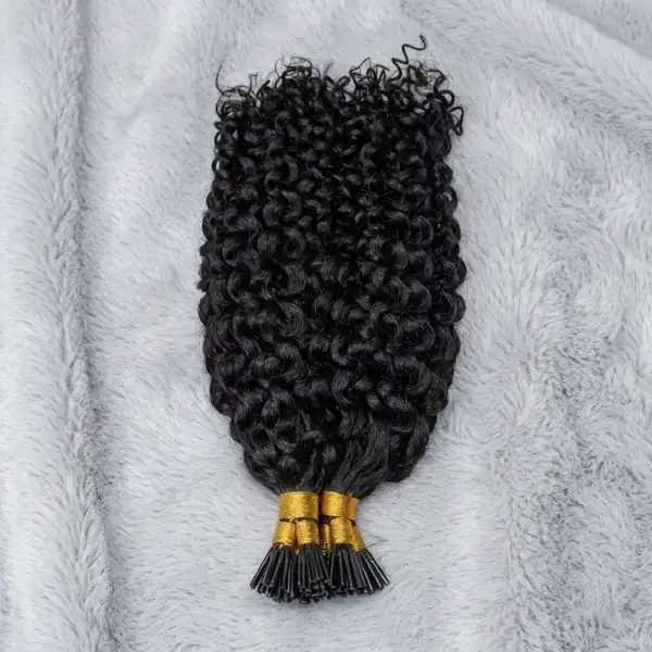 Curly I Tip Hair Extensions — Cold Fusion Keratin Pre-Bonded, 100 Strands Virgin Remy